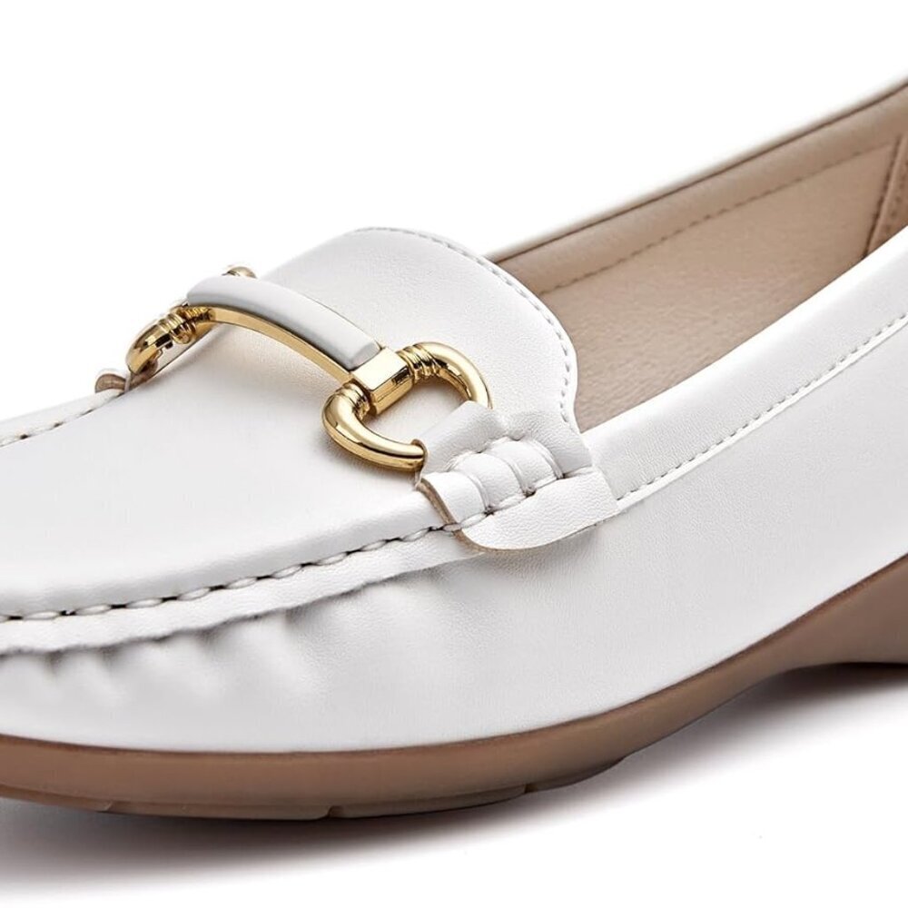 Women's Leather Slip-On Loafers Casual Work Shoes Rubber Sole 8.5 - Picture 1 of 5